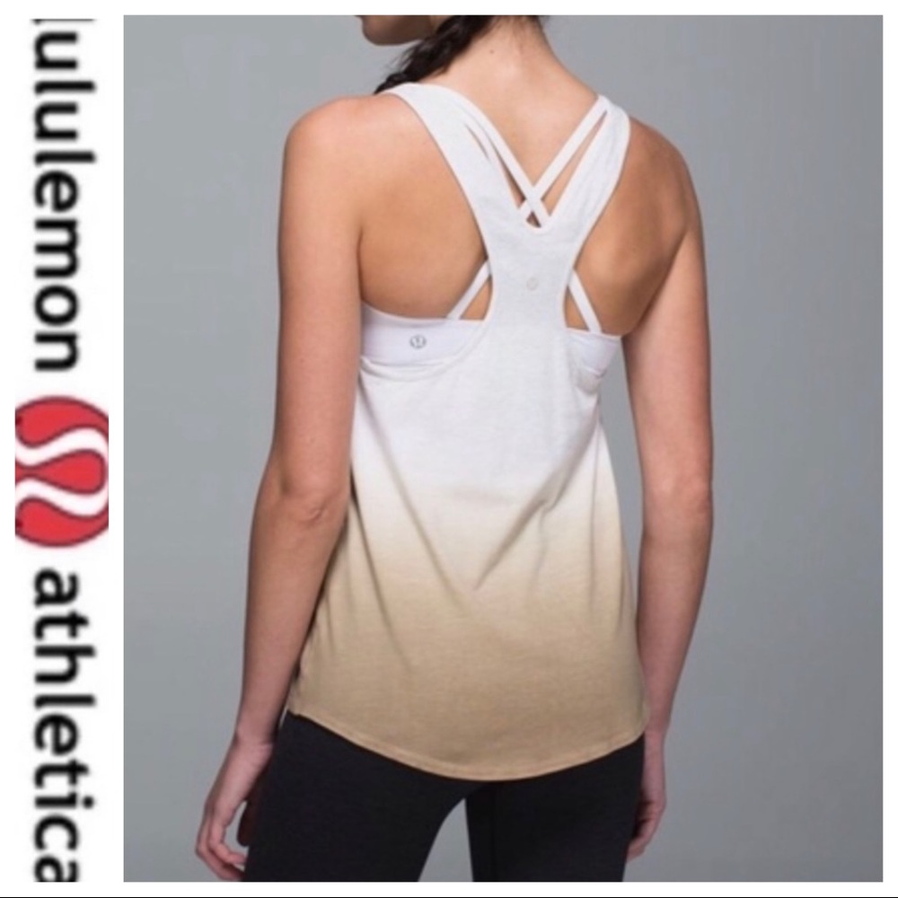💕SALE💕 Lululemon Om Ombrey Tan White Razorback Tank Top - Picture 1 of 8